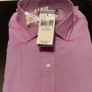 Polo Ralph Lauren Classic- Fit Spread Collar Solid Poplin Dress Shirt 15.5 34/35